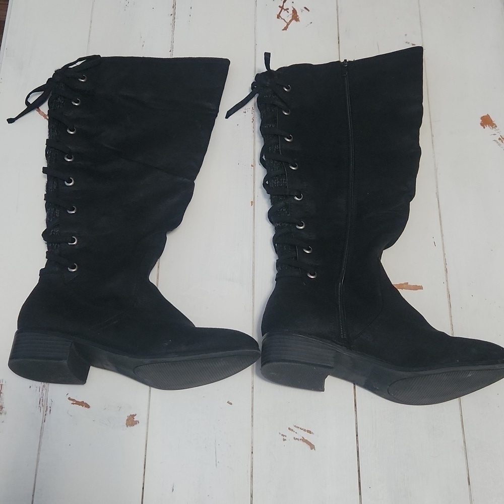 Black Lace Up Boots (back) Size 8 Very Comfortable